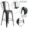 Merrick Lane Sabine Metal Indoor-Outdoor Counter Stool with Vertical Slat Back and Integrated Footrest